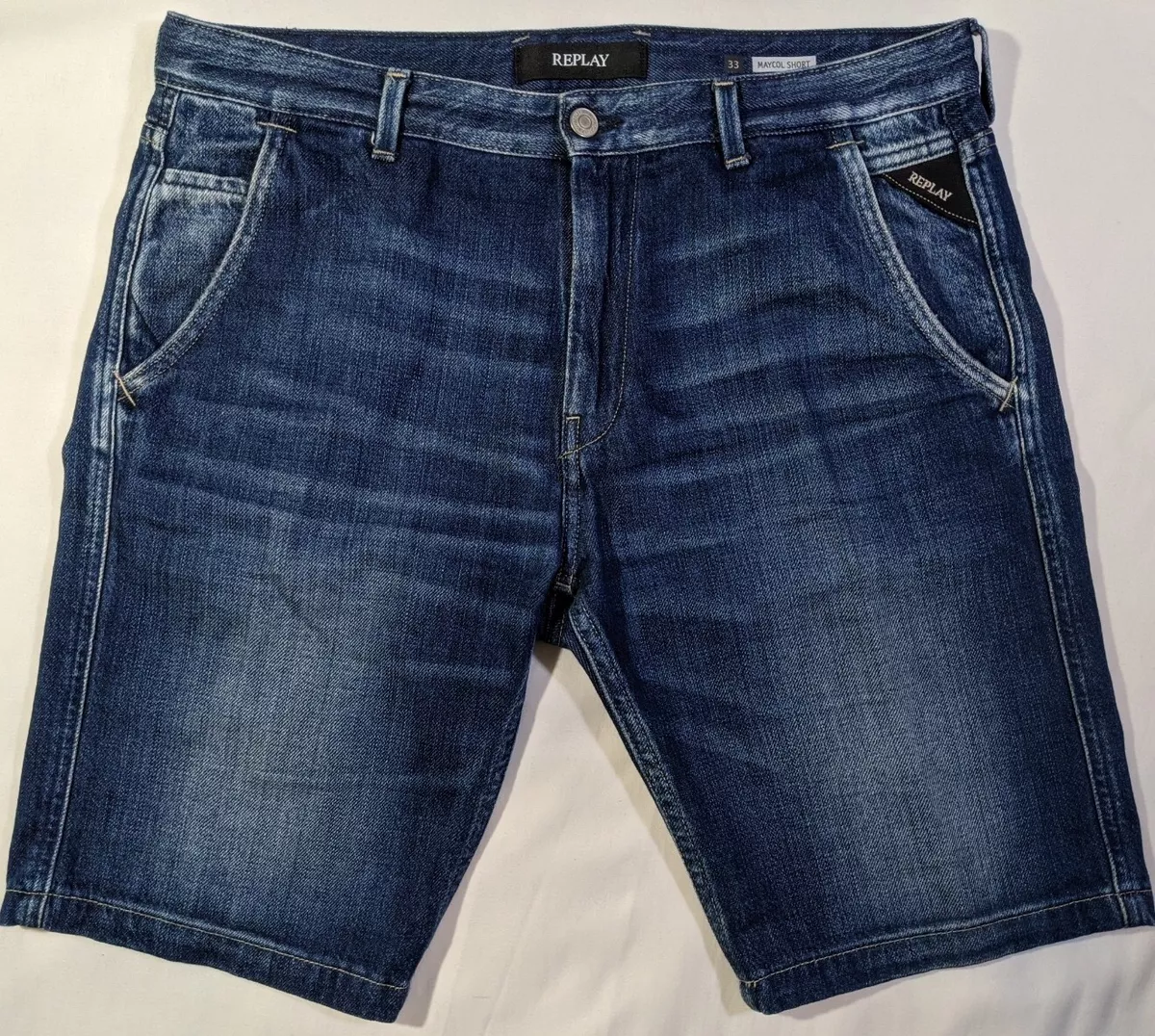 Plicht rekenkundig band Authentic Rare REPLAY Maycol Shorts Men&#039;s Denim Blue Jeans Shorts Size  33&#034; | eBay