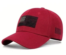 New USA Tactical American Flag US Patch Wine Red Cap Hat Army Military