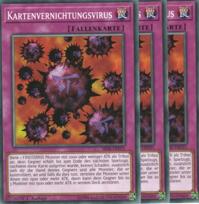 yugioh 3x Kartenvernichtungsvirus SR06-DE031 COMMON 1AUFLAGE DEUTSCH