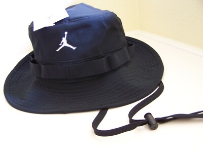 Authentic Nike Air Jordan Black Unisex Bucket Hat Cap Medium Large NWT 