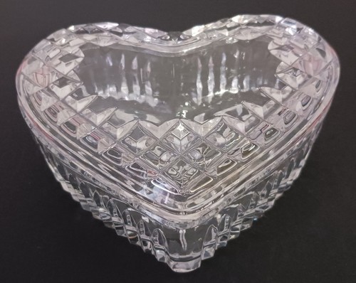 Vintage große herzförmige Bleikristall Glas Schmuck Schmuckschatulle Muttertag - Bild 2 von 10