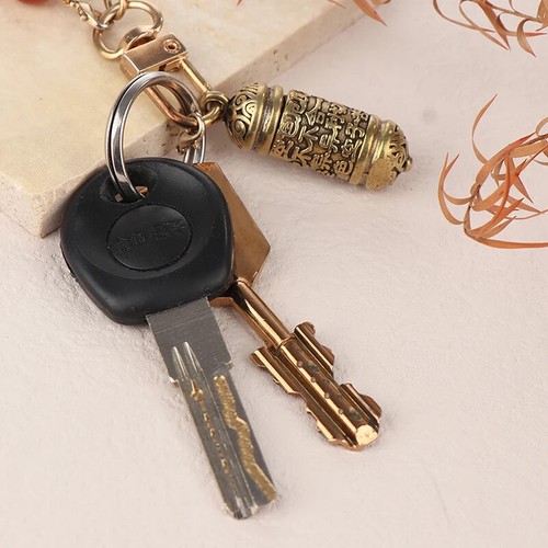 1Pc Hollow Brass Buddha Bottle Sutra Cylinder Pendant Keychain Handmade Vintage - Picture 21 of 24