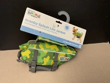New! Outward Hound Granby Splash Dog Life Jacket. Green/Yellow Camo. Size XS.