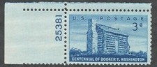 US. 1074. Log Cabin. Booker T. Washington (1856-1915) Black Educator. Pl#. MNH.