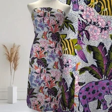 Vintage 90s Carlisle Strapless Midi Dress Size 8 Tropical Animal Print