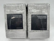 Lot of 2 NEW Hudson Park Ripple Texture Standard Quilted Pillowshams Pale Silver
