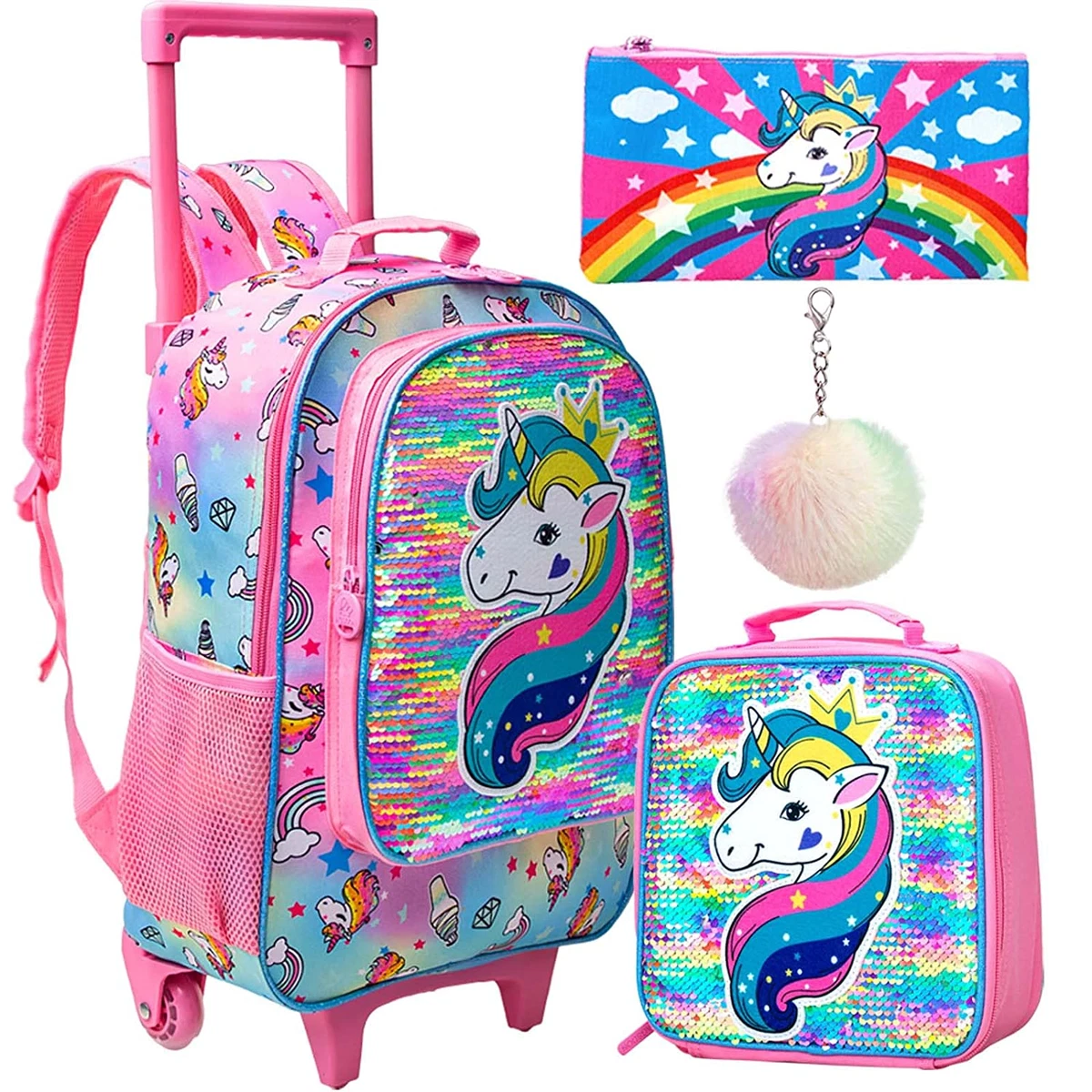 School Bag Wheels School Trolley Backpack Girls Wheeled Backpack School Bags