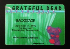 Grateful Dead Backstage Pass Philadelphia Spectrum 9/14/93 9/14/1993 Bear Lady !