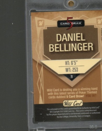 Daniel Bellinger 2022 Wild Card 1/1 5 Card Draw 1 of 1 SSP SP SICK - Picture 2 of 2