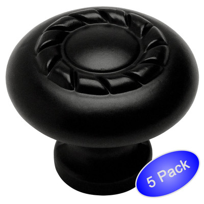 *5 Pack* Cosmas Cabinet Hardware Flat / Matte Black Rope Knobs #4113FB