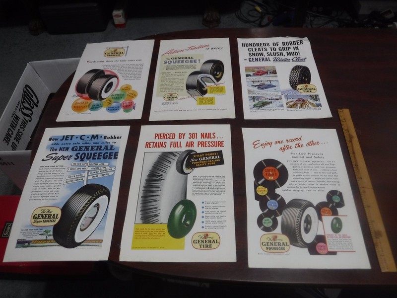 Lot of 6 Vintage Tire Magazine ads -The General Tire - General Squeegee -Akron