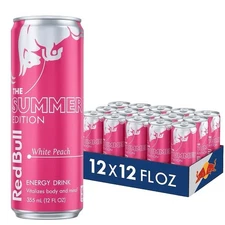 (12 Pack) Red Bull Summer Edition White Peach Energy Drink with Vitamins, 12 Oz