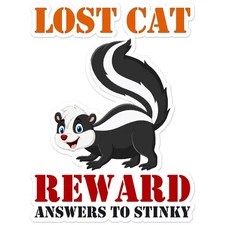 Lost Cat Skunk - Vinyl Decal Sticker - Car Window Laptop - ebn7756