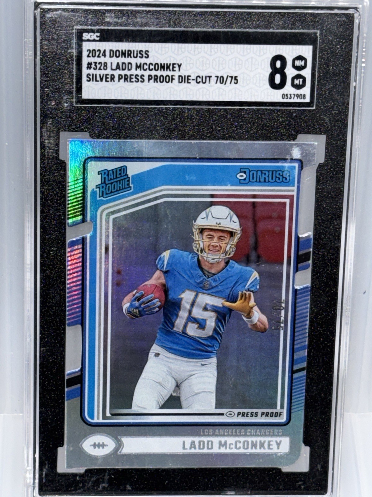 Ladd McConkey Press Proof Silver /100 (RC) 2024 Panini Donruss - Rated Rookie