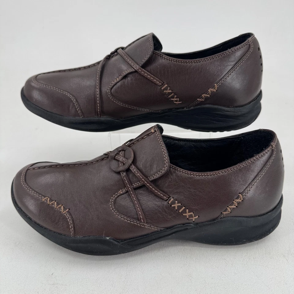 Clarks Wave Walk Zapatos Informales MUJERES Cuero Marrón Sin Cordones Caminar TALLA 9 Foto 2 de 4