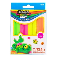 BAZIC 4.8 oz (136g) 4 Fluorescent Color Modeling Clay Sticks, pack of 24