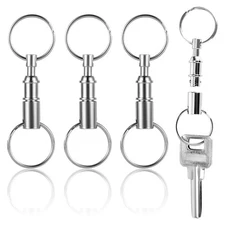 4 Pcs Quick Release Keychain Detachable Pull Apart Keychain with Metal Keyring