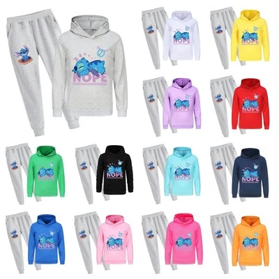 Kids Lilo Stitch Casual Hoodie Tops Pants Outfits Boys Girls Tracksuit Set Gift