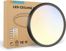 VOLISUN 5CCT LED Flush Mount Ceiling Light, 7 inch Dimmable 7IN-1 Pack, Black 
