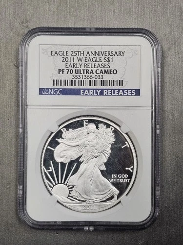 2011-W $1 AMERICAN SILVER EAGLE 25TH ANNIVERSARY EARLY RELEASES PF70 ULTRA CAMEO