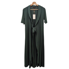 Quince Tencel Jersey Midi Wrap Dress Dark Olive Basic Sleeved M