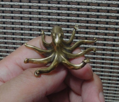 #ad Vintage Style Solid Brass Pure Copper Sea Animal Octopus Figurine Statue $17.55