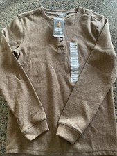 Henley Thermal Long Sleeve Small Brown