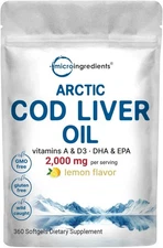Cod Liver Oil 2,000mg Per Serving, 360 Softgels | Lemon 360 Count (Pack of 1) 