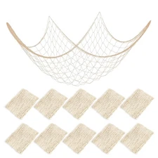 10 Pieces Natural Fish Net Decoration, Wall Hangings Cotton Decorative Fishne...