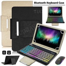 Universal Case Leather Cover with Backlit Keyboard Mouse For 9.7-11 Inch Tablets