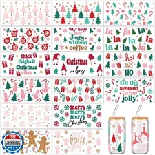 Motiskyy 18 Sheets Christmas DTF Cup Wrap Transfer Sticker Halloween Glass St