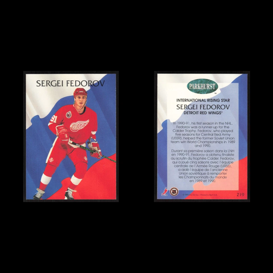 Sergei Fedorov #219 1992 Parkhurst Detroit Red Wings Hockey Card NHL NM - Image 3 of 3