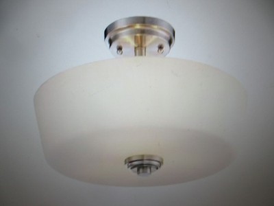 Z-Lite Lamina 14.375 in. 3-Light Brushed Nickel Semi-Flush Mount with Opal Shade