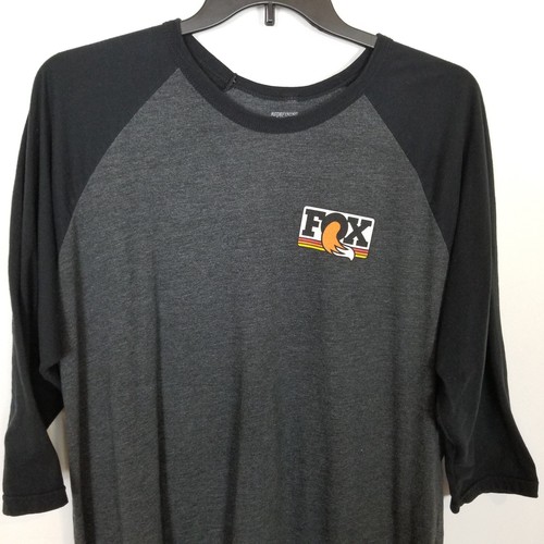 FOX Men Heritage Shirt Sz 2XL 3/4 Reglan Sleeve Heather Gray Black - Picture 2 of 8