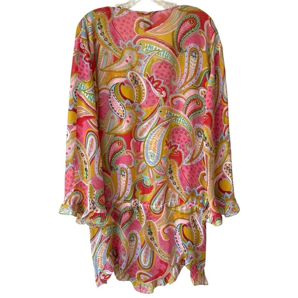 Vestido Moda Internacional Mujer Estampado Paisley Seda Transparente Natación Encubrimiento Talla Med Foto 2 de 4