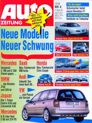 auto zeitung Nr. 4 1994 Mercedes E 60 AMG Saab 900 Turbo Coupé Jaguar BMW 3er