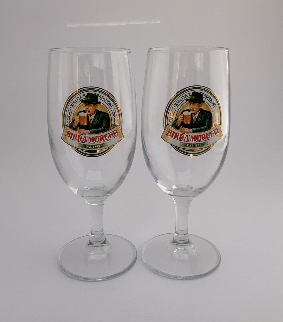 Set of 2 Birra Moretti Italian Beer Glasses 0.2 L 8oz.Rastal