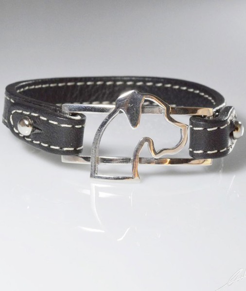 Wild Dogge Kopf Echtes Lederarmband In 925 Silber Luce-image