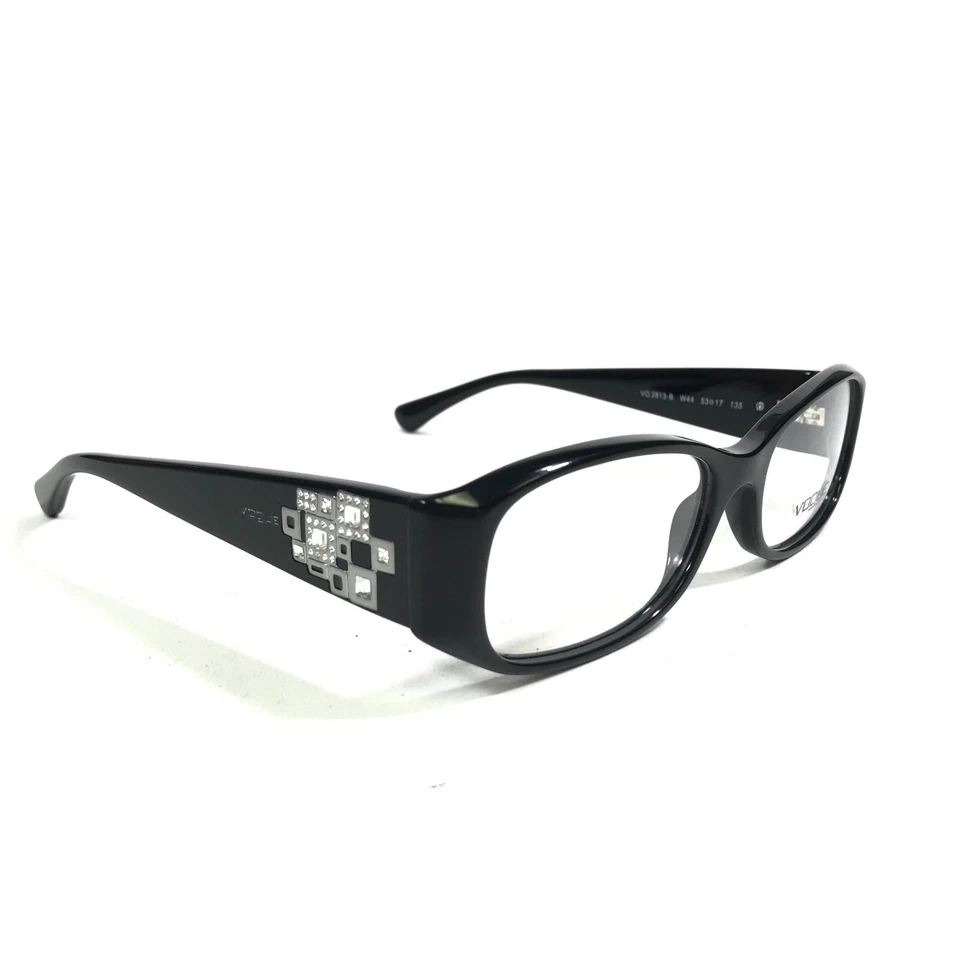 Monturas para gafas Vogue VO2813-B W44 negro cuadrado plateado borde completo 53-17-135 Foto 2 de 4