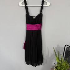 Trixxi Clothing Sleeveless Chiffon Formal Dress Size Medium Black w/ Satin Belt