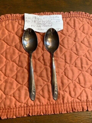 2 Imperial EARLY ROSE Stainless Steel 8-3/8'' Serving Spoons Glossy USA VGUC
