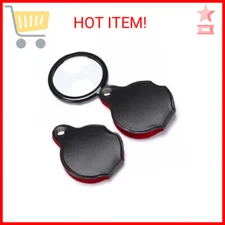 10X Small Magnifying Glass, TEOYALL 2 PCS Mini Pocket Magnifier Folding Magnify 