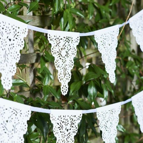 Botanical White Paper Lace Garland | Bride Wedding Party Summer Bunting 4m