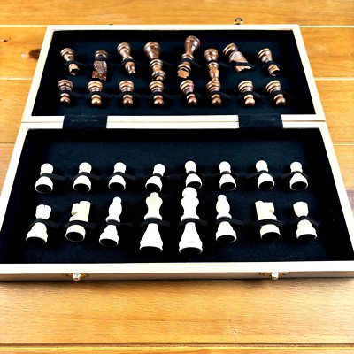 Chess Armory 15'' Wooden Chess Set with Felted Game Board Interior for Storage