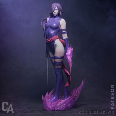 Psylocke, X-Men, Marvel, Comics, 3D Druck, Miniature, Fan Art, sexy Pin-Up Figur