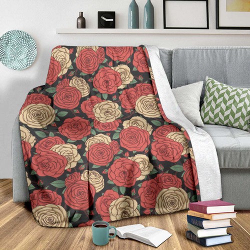 Camellia Pattern Print Design CM01 Fleece Blanket - Bild 3 von 10