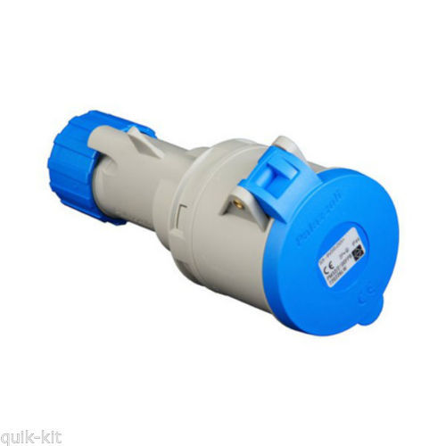 Lewden PM16/2100FPB 16A 2P+E (3 Pin) Blue Coupler IP44 Commando Caravan/Camping