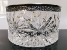 Vintage 1960s Soviet Rare Crystal & Silver Bowl USSR Unique