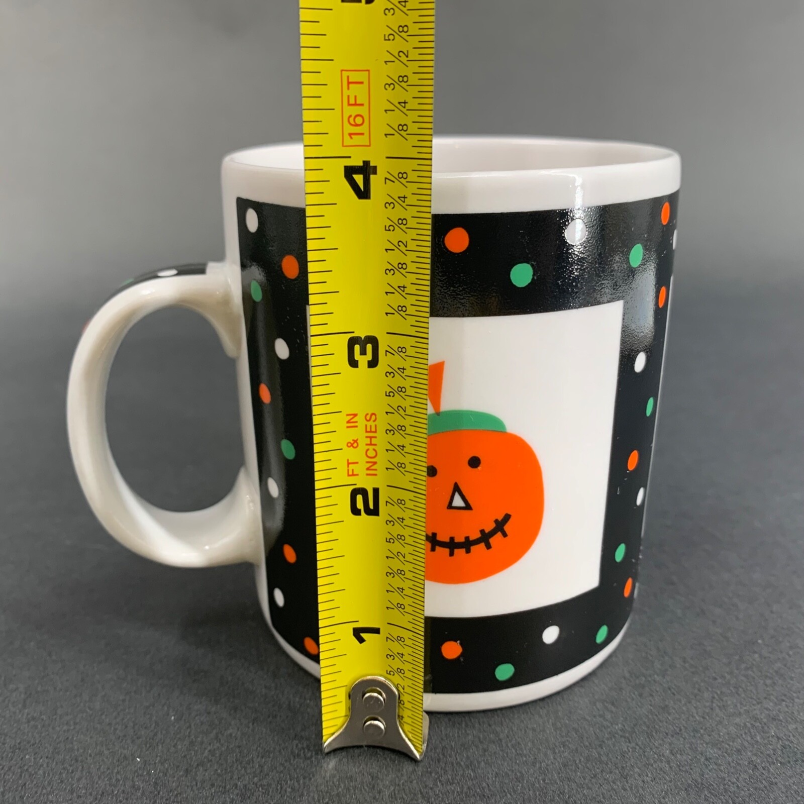VTG Tag Halloween Jack O' Lantern Spooky Cute Pumpkin Coffee Mug Cups