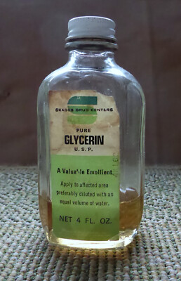Glycerin bottle ~ 4 FL. OZ. ~ Skaggs Drug Centers ~  paper label ~  Vintage